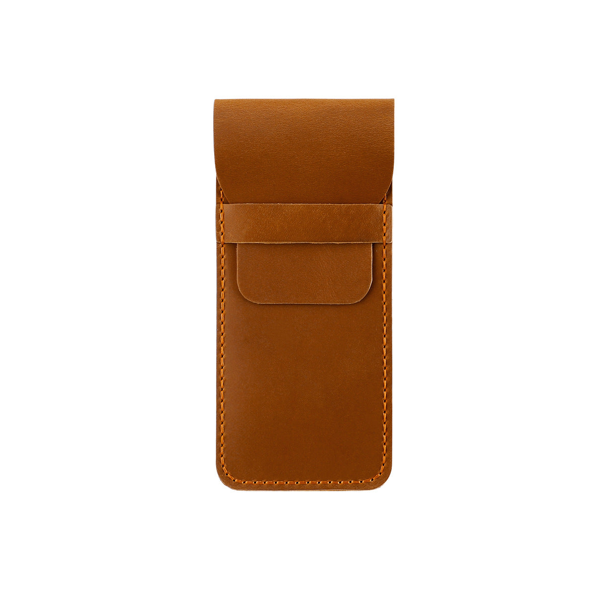 Brown Leather Pen Case with Front Pocket